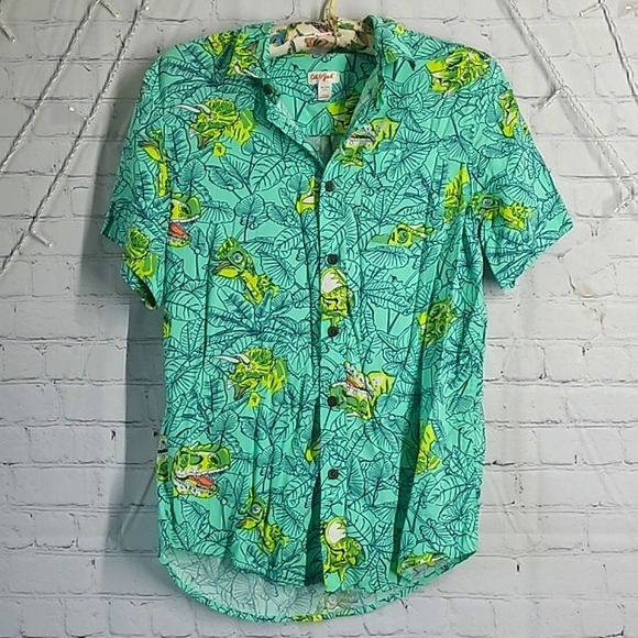 Cat & Jack Other - Cat & Jack Tropical Vibrant Dinosaur Dino Button Down Shirt Youth Size XL 16